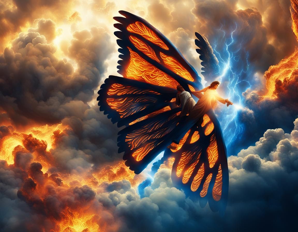 Angels Witness Humans Fighting Fire Cyclops: Digital Matte P...