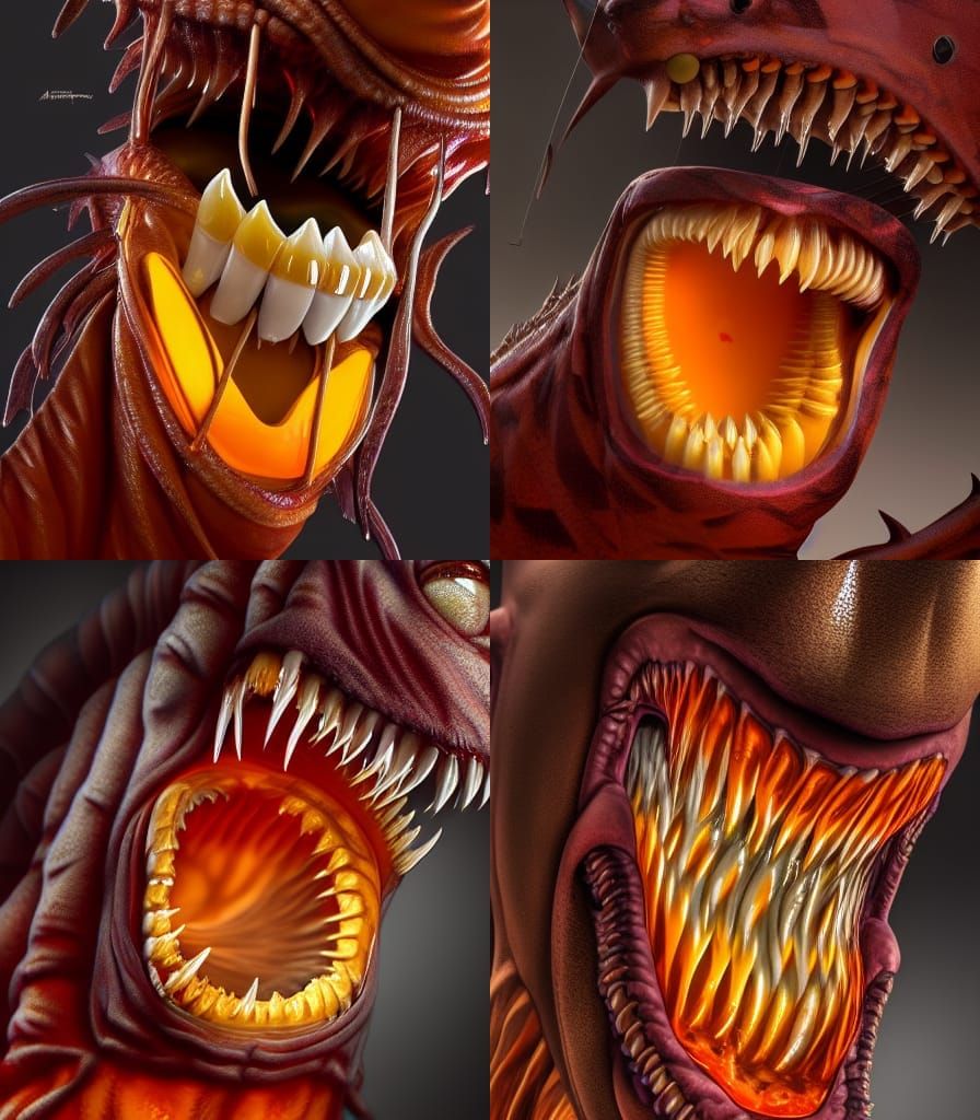 Horrific Fish Encased in Amber: Hyperrealistic Close-Up