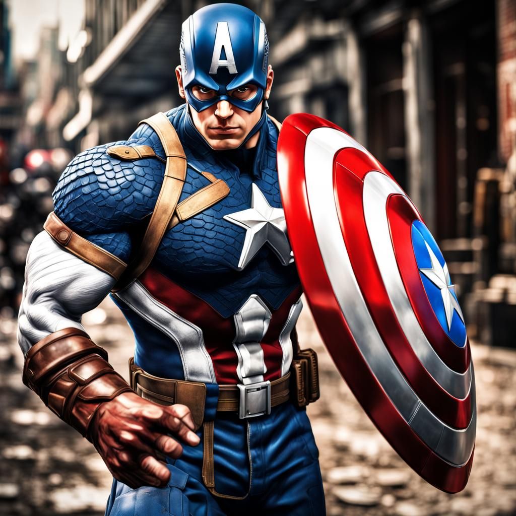 Hyperrealistic Blanca as Captain America