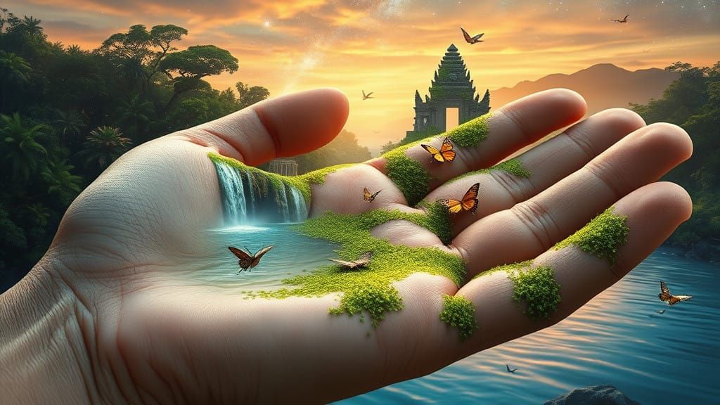 Ethereal Landscape Unfolds on a Gentle Hand