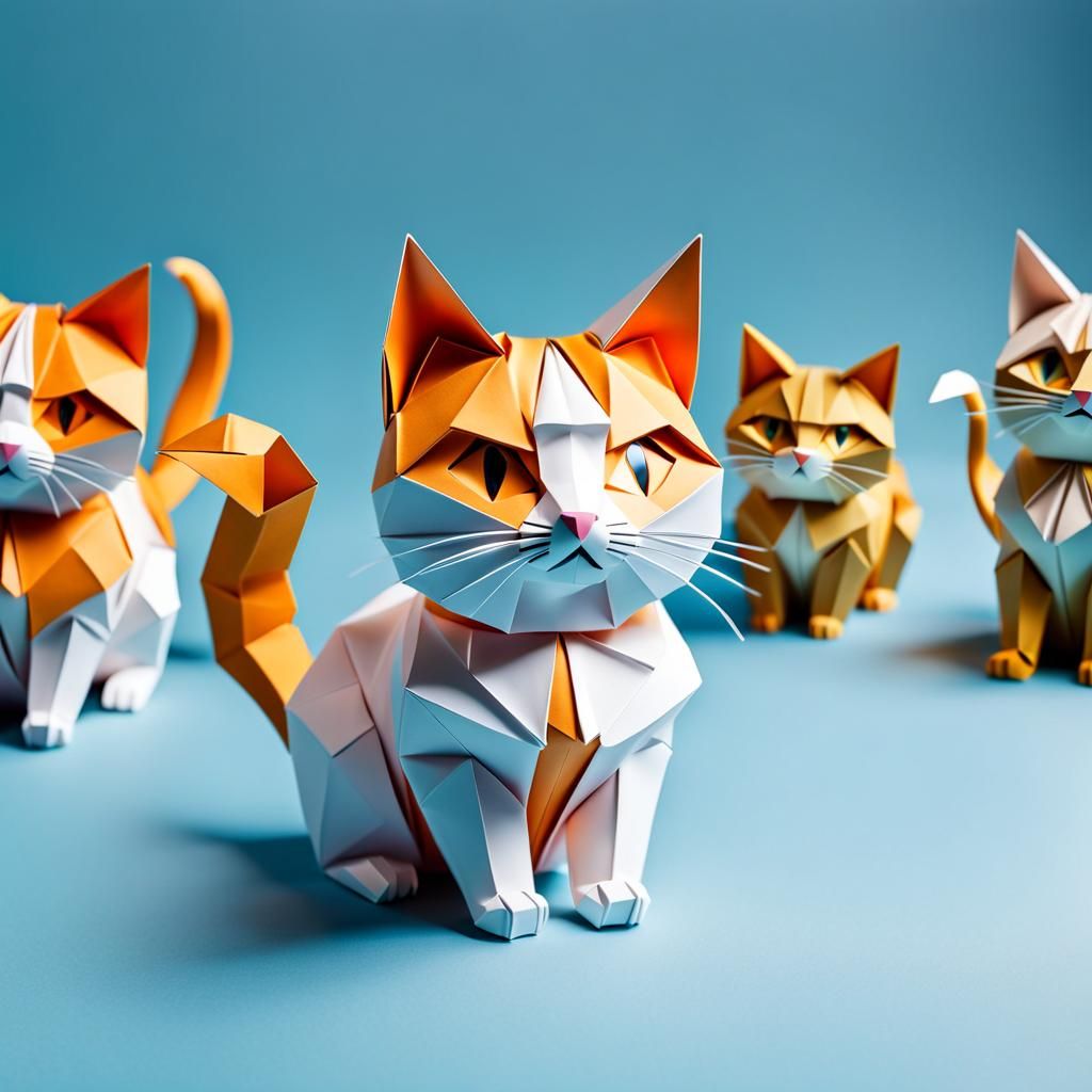 Origami Cat: Paper Folds in High Resolution