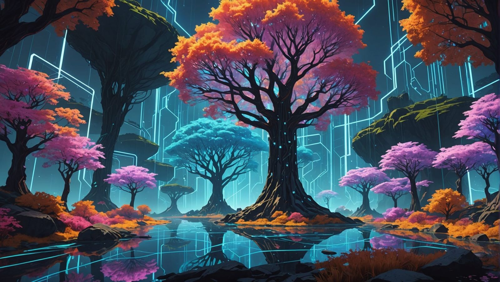 Futuristic Landscape: Nature and Technology Fusion