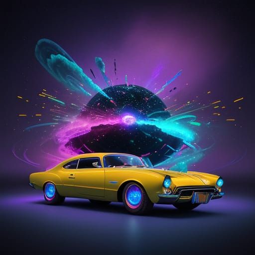 Retro-Futuristic Car in a Multiverse Universe with Lava Lamp...