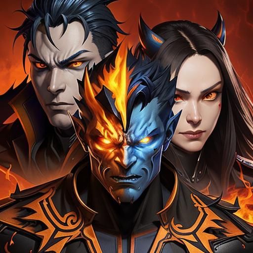 Teenage Demon engulfed in Blue Flames