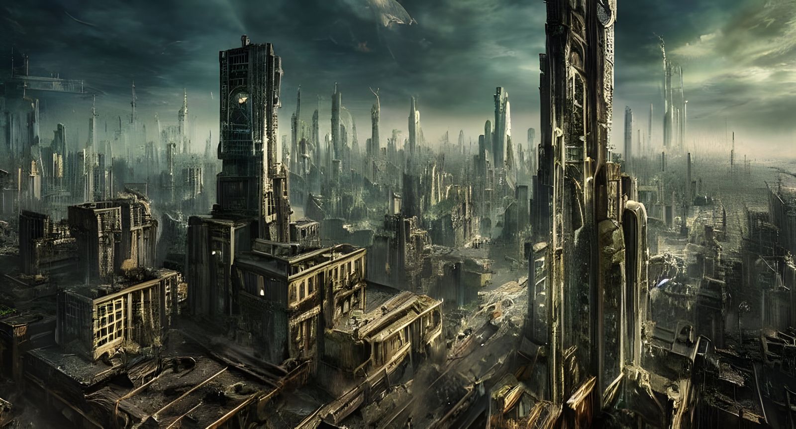 Magical Dystopian Metropolis in Biopunk Style