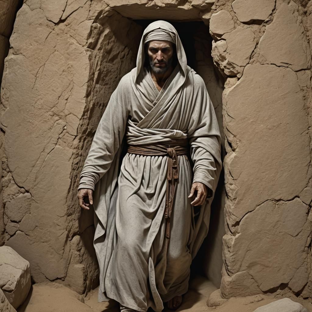 Lazarus Emerges: Photorealistic Resurrection Scene