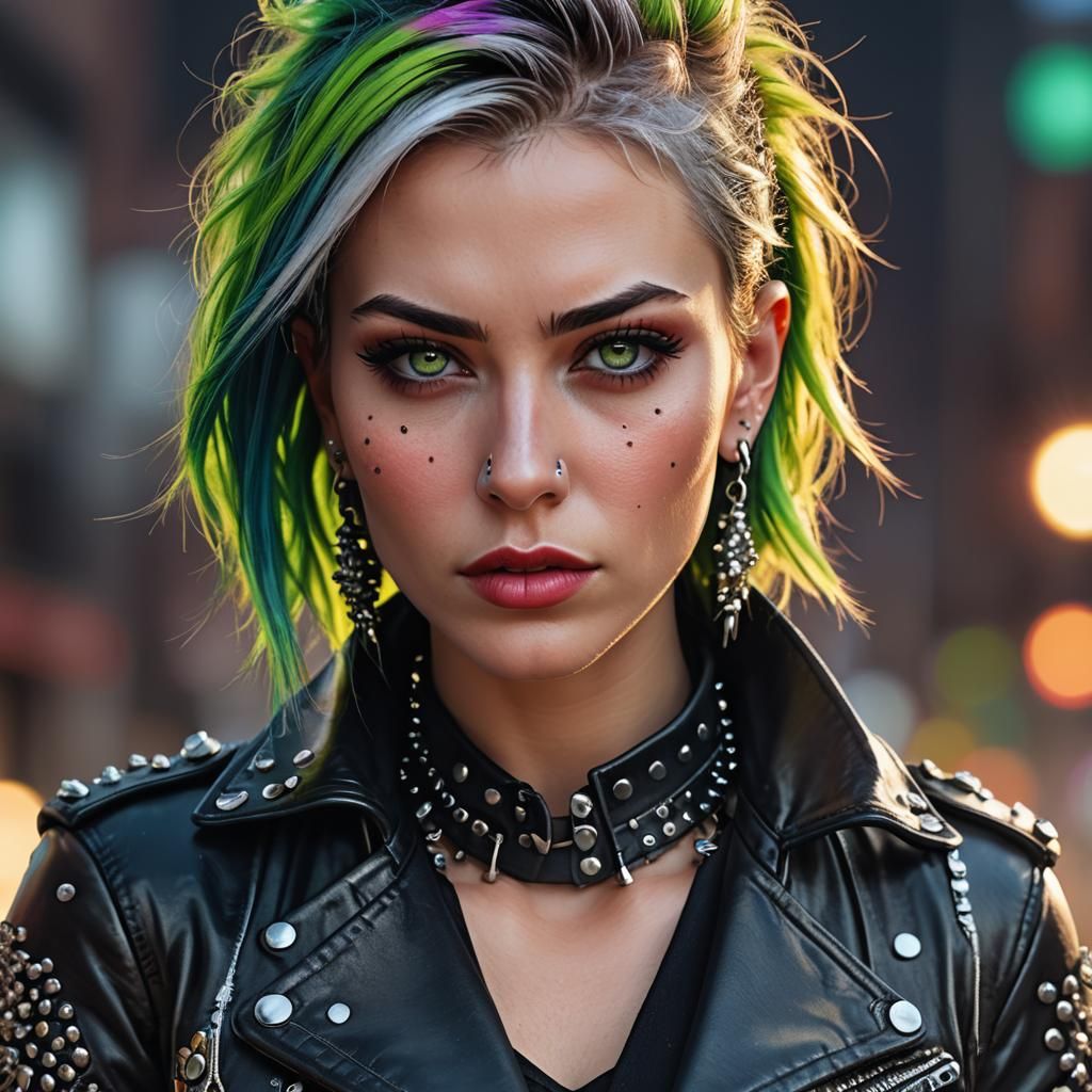 Punk Woman Portrait in Hyperrealistic Digital Art