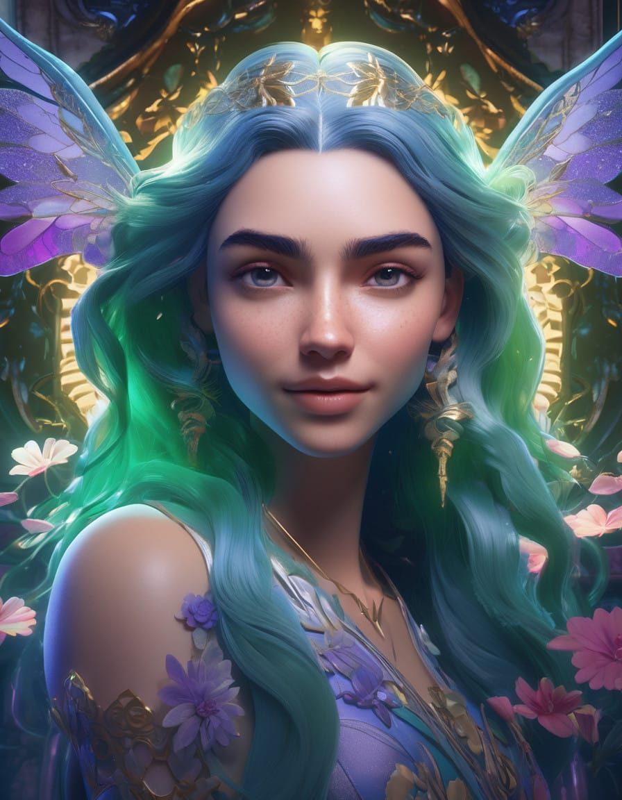 Enchanting Fairy Portrait in Art Nouveau Style