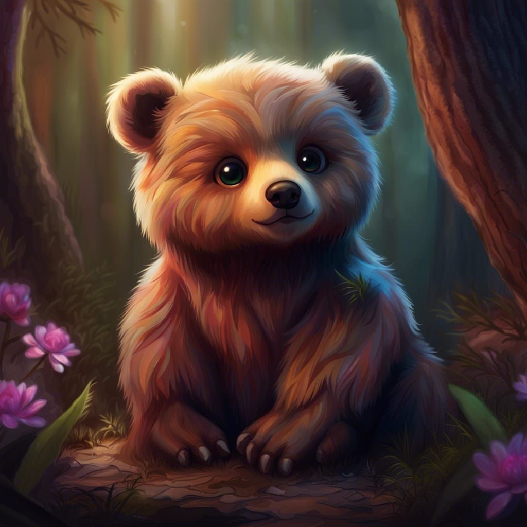 Adorable Fluffy Bear Digital Painting Masterpiece