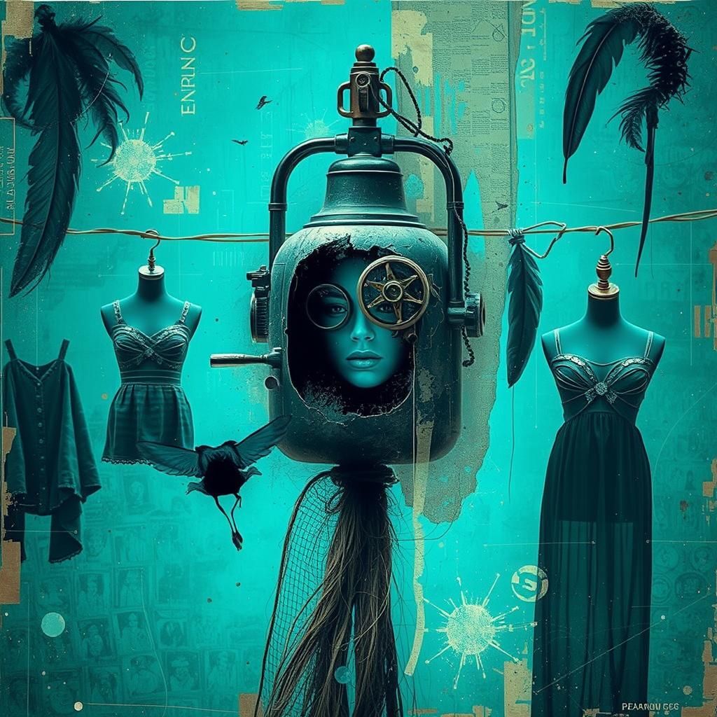 Surreal Mixed Media Collage with Diving Bell
