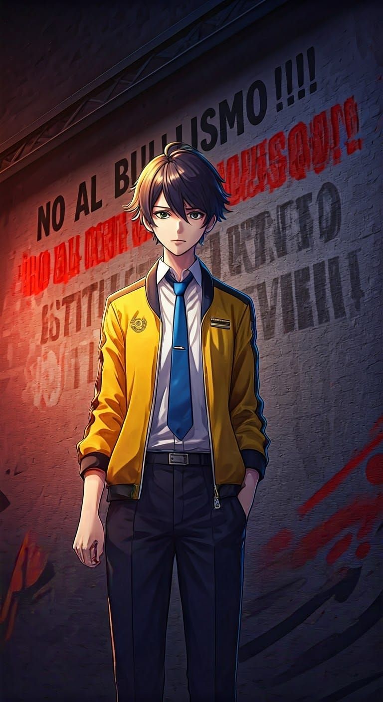 Manga Illustration Against Bullying in Anime Style