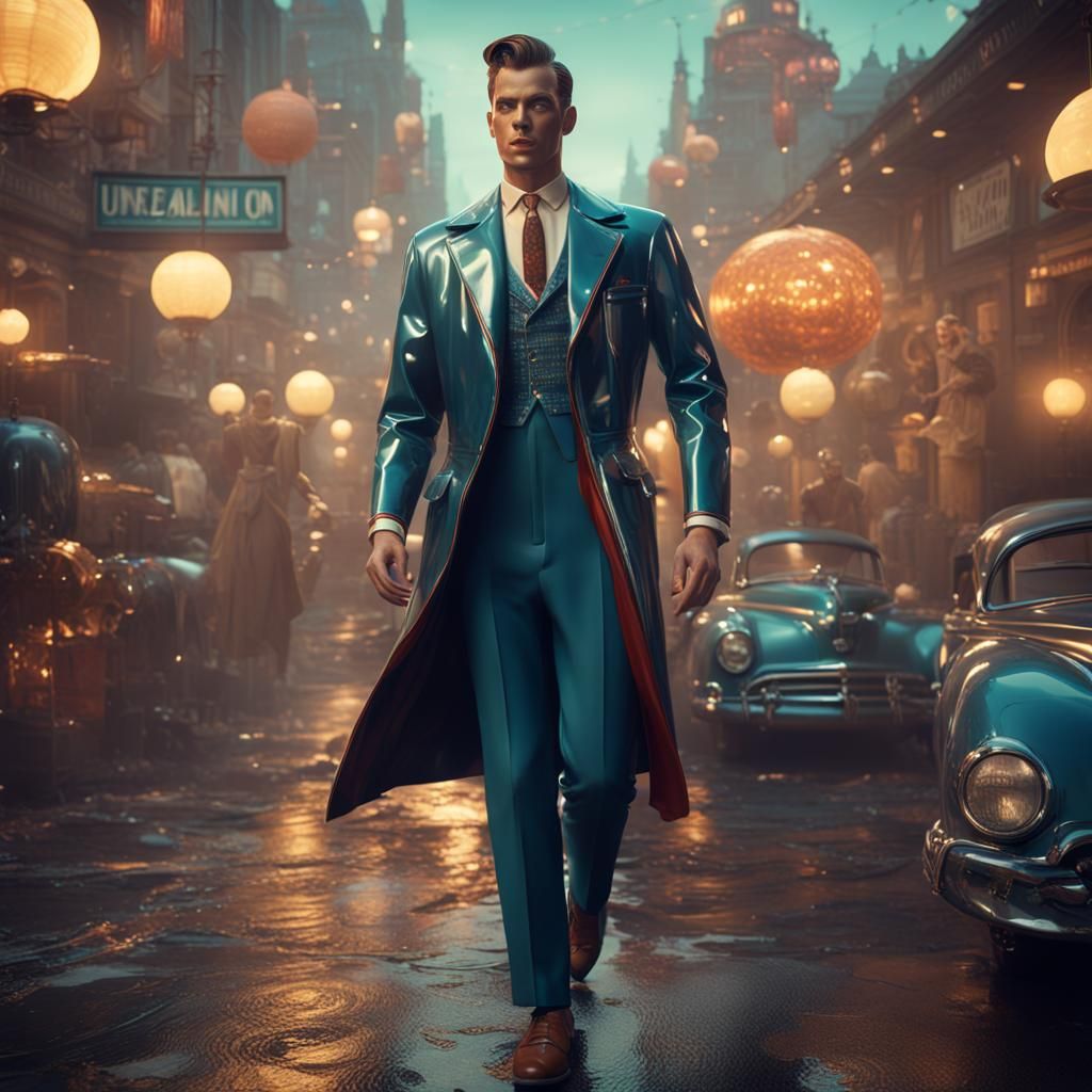 1950s Latex Fashion: Matte Painting Concept Art