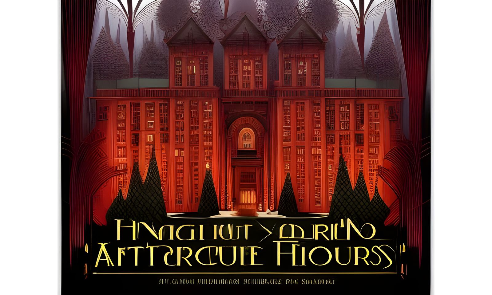 Playing Card House in Forest, Art Deco Style