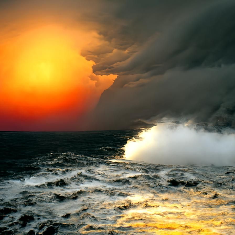 Dramatic Sunset Storm Over the Ocean