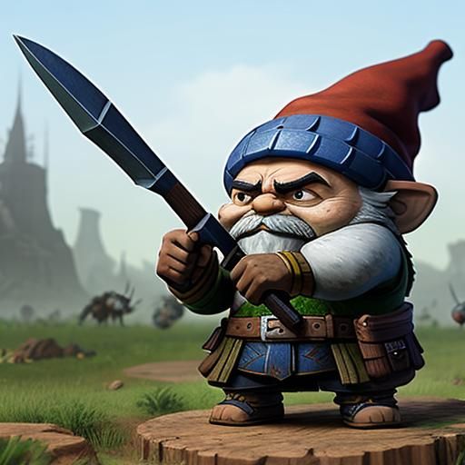 Epic Gnome Warrior Fighting Slug Bugs Realistically