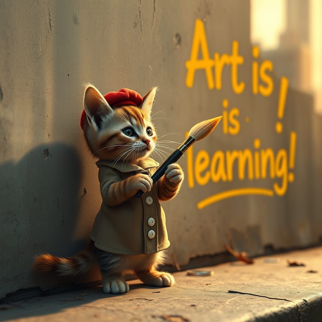 Kitten Artist Creates Urban Masterpiece