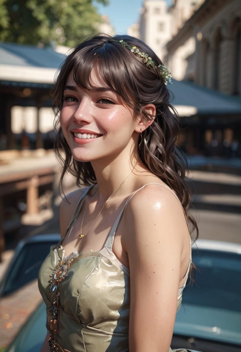 Portrait of Young Woman in Art Nouveau Style