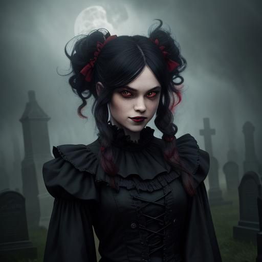 Mischievous Vampire Dances in Stormy Cemetery