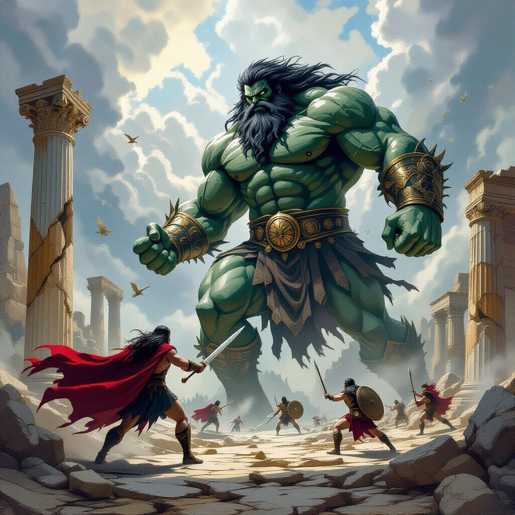 Epic Clash of Gods and Monsters in Ancient Ruins