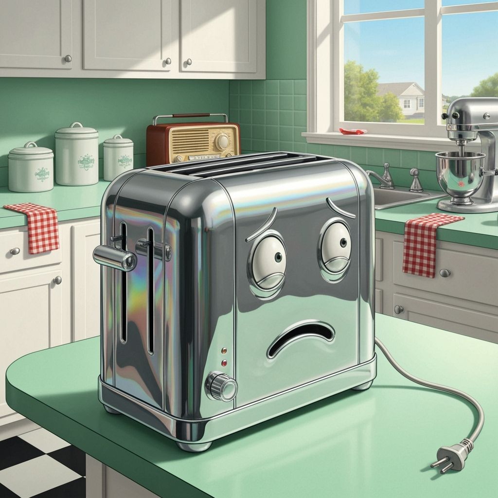 Anxious Toaster in Mid-Century Kitchen