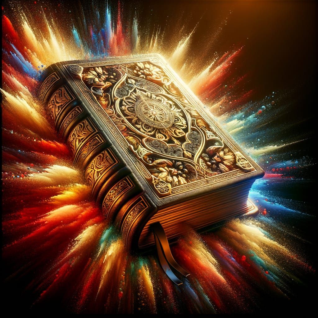 Intricately Detailed Bible in Hyperrealistic Art