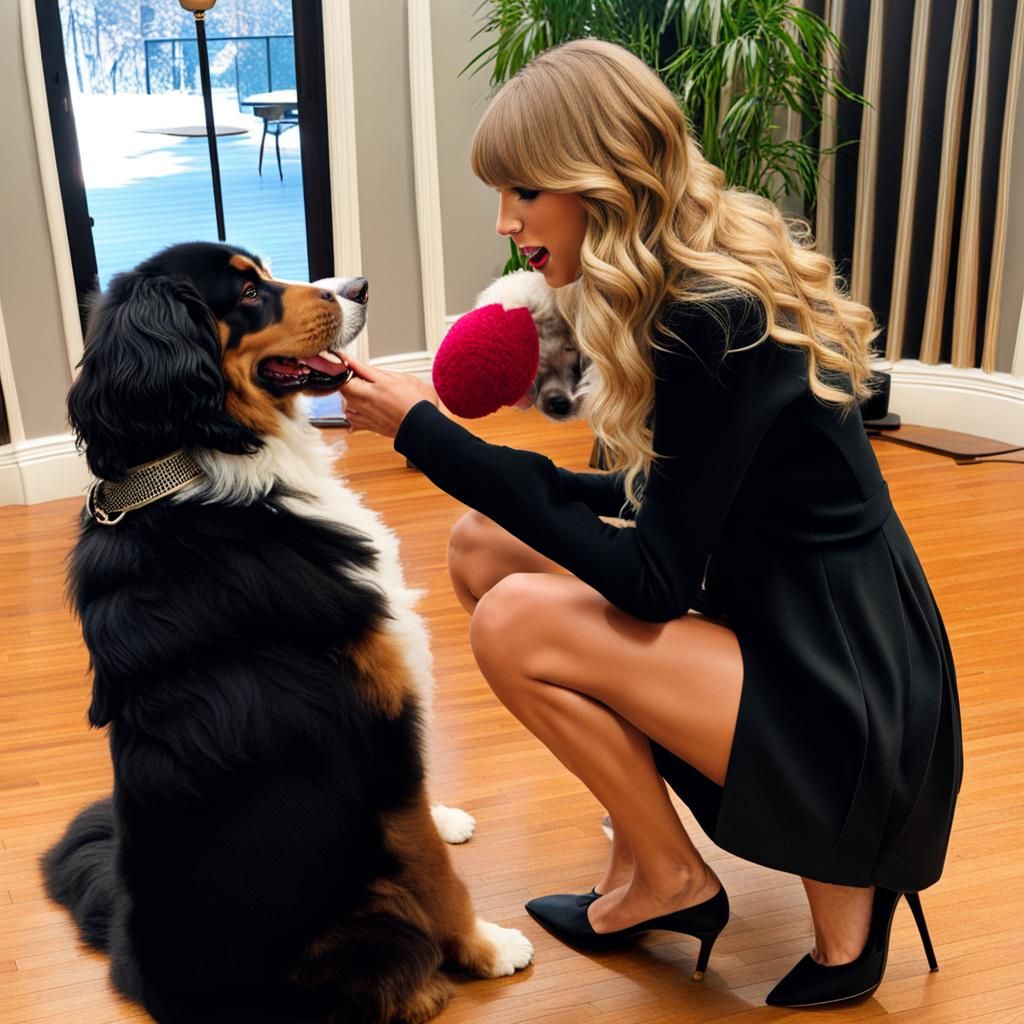 Taylor Swift Serenades Bernese Mountain Dog