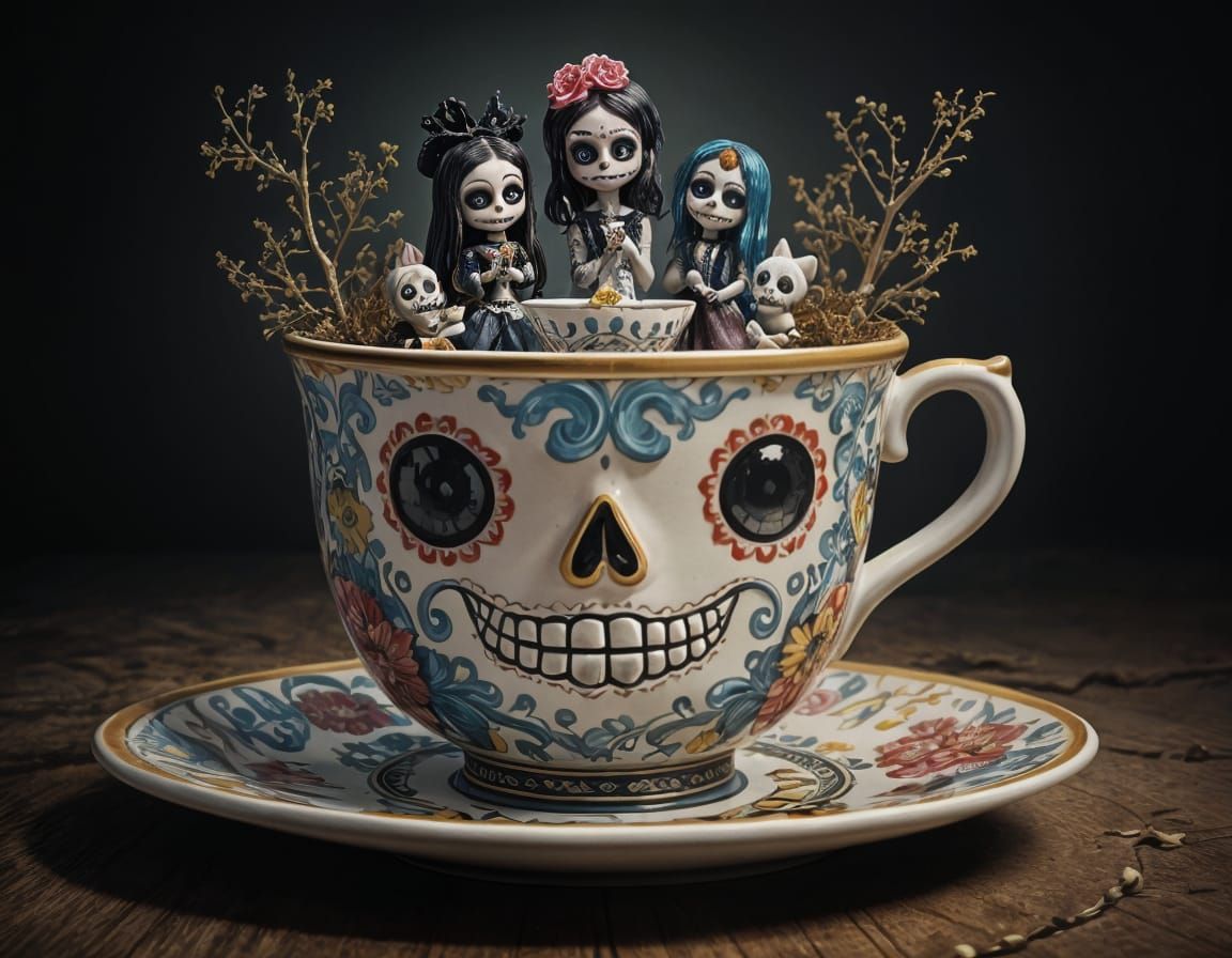 Dia de Muertos Graveyard in Broken Teacup