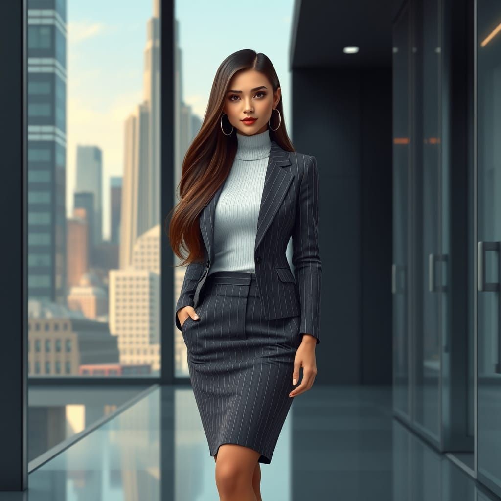 Elegant Business Woman in Modern Office Scene