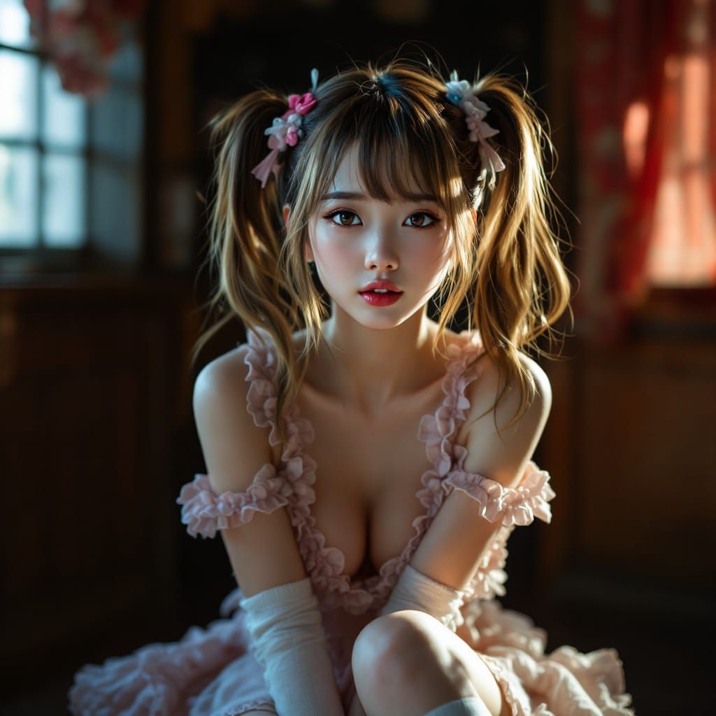 Junko Enoshima Photorealistic Portrait in Dynamic Pose