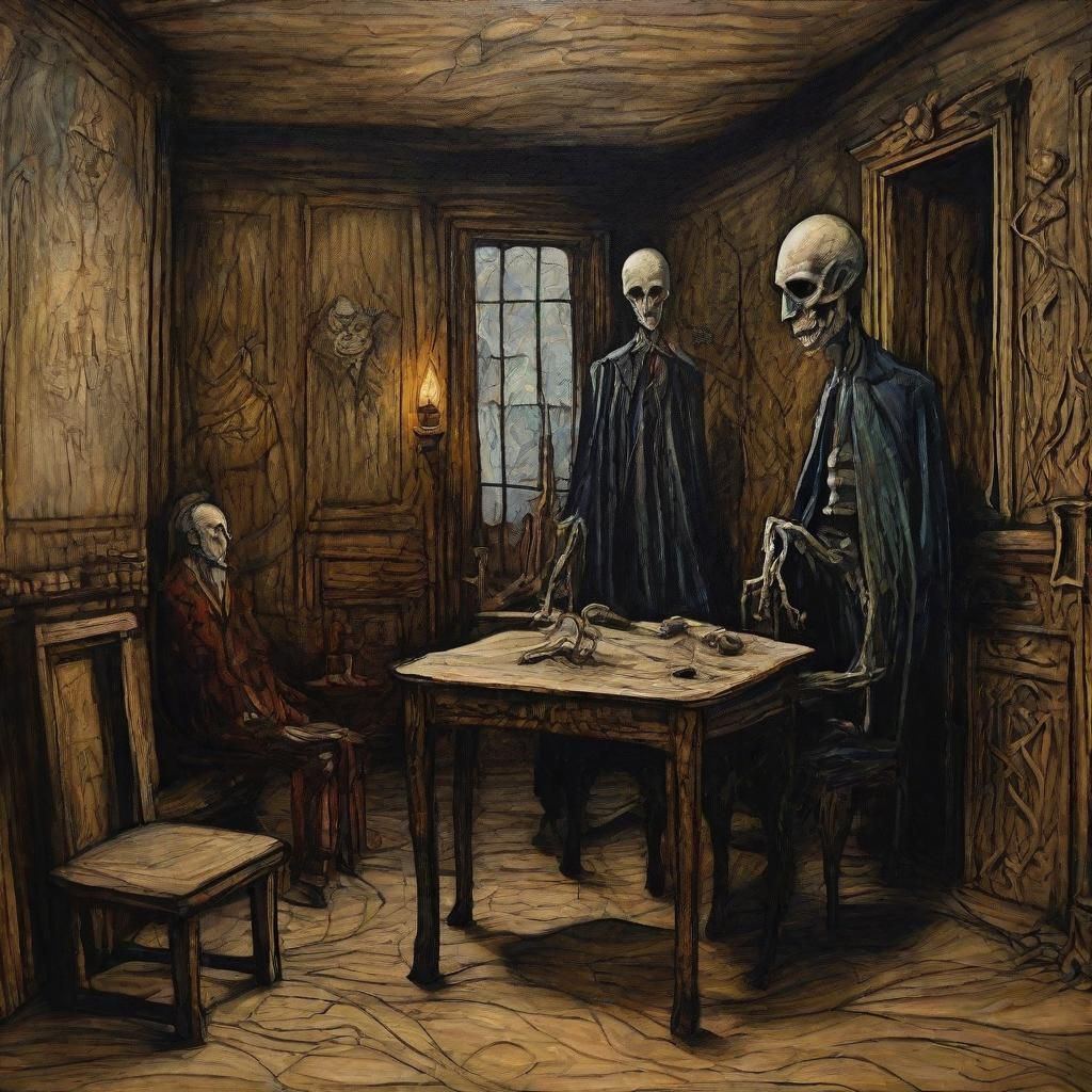 Wooden Vampire Visits Doctor in Surrealist Carving