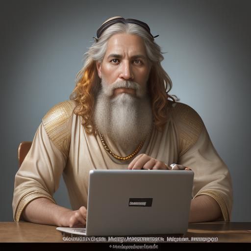 King Solomon Using a Laptop: Professional Portrait