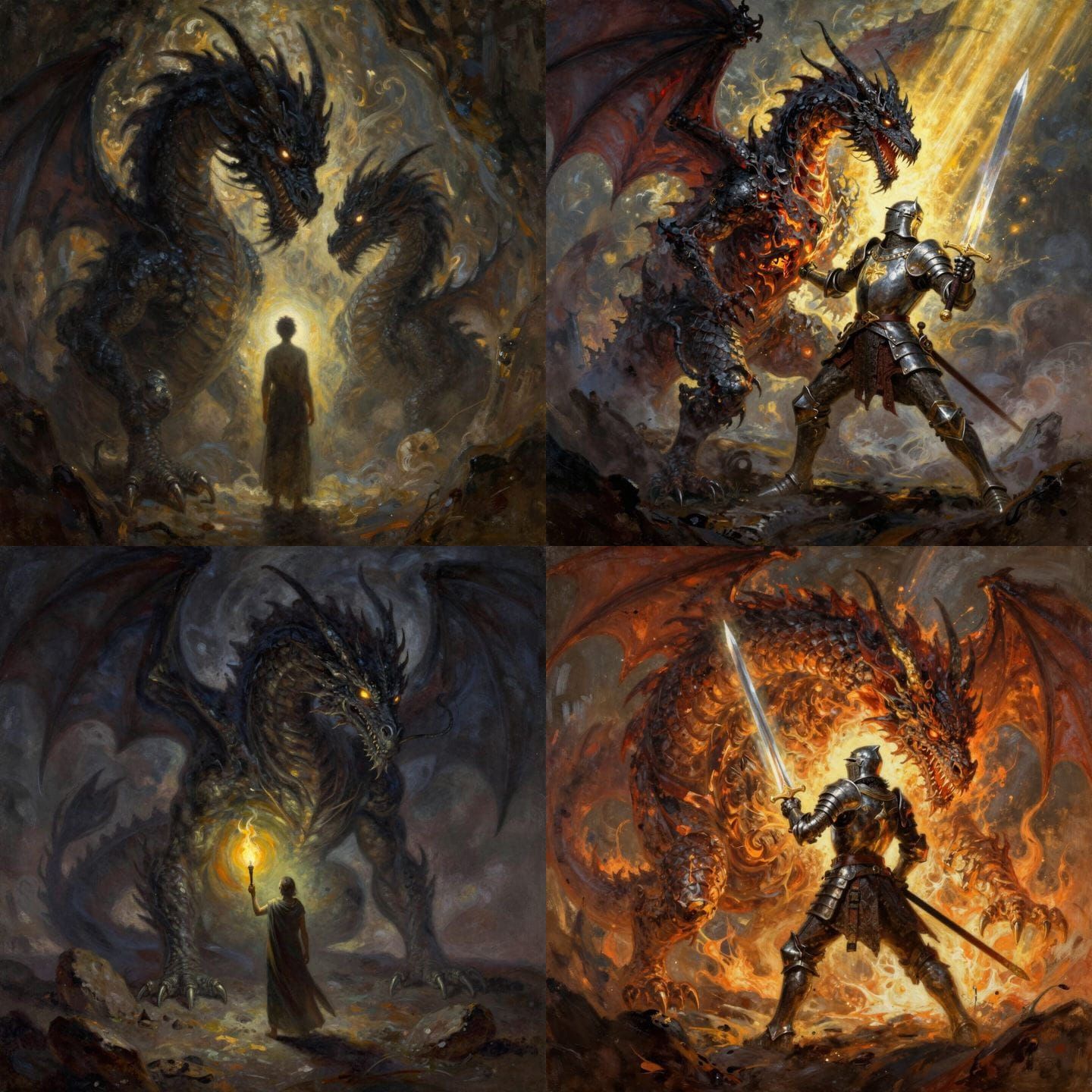 Inner Dragons Slain in Dramatic Oil Painting