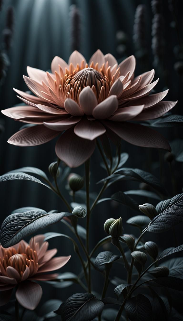 Lovely Flower Emerges from Darkness: 3D Matte Painting
