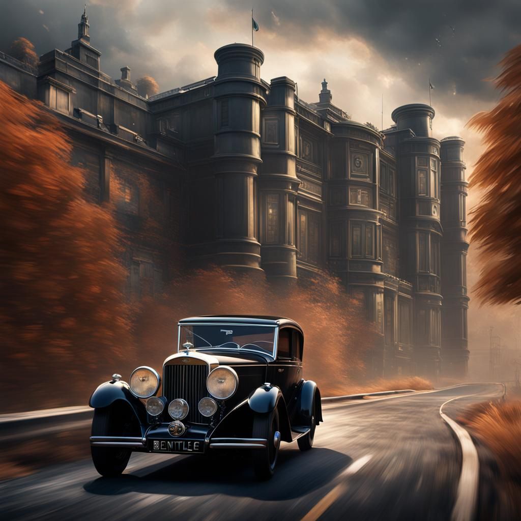1932 Bentley Drives Forward: Matte Painting