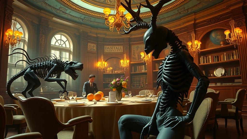 Surreal Wildlife in Luxury Spa, Victorian Art