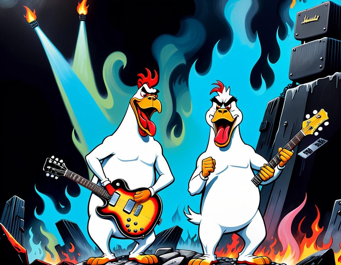 Foghorn Leghorn as a Rock Band in Pop Art Style