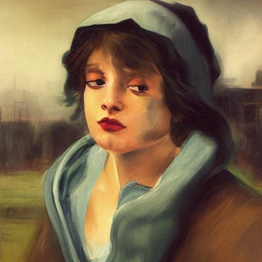 Woman in Hoodie: Romanticism Portrait with Smartphones