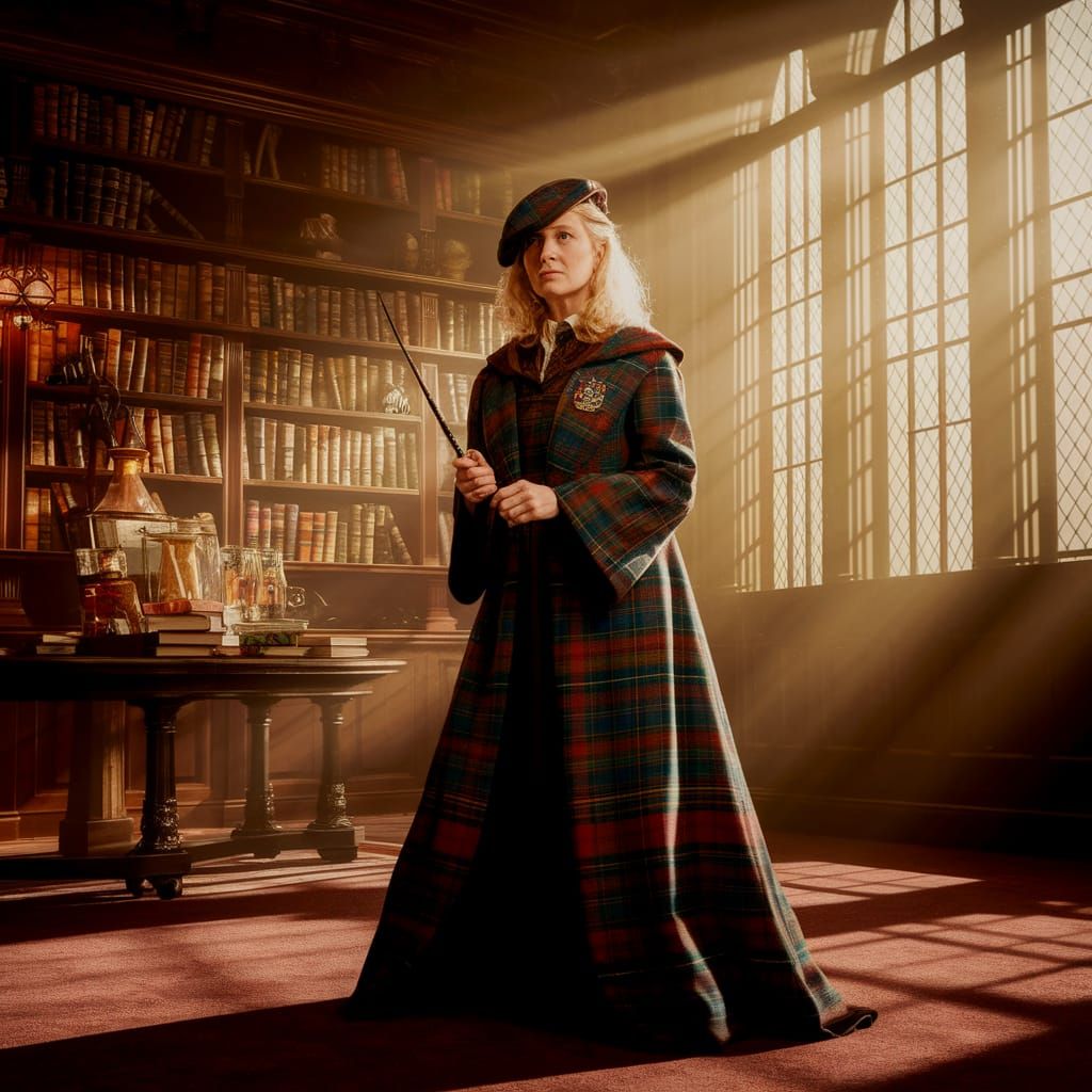 Minerva McGonagall Portrait in a Magical Study