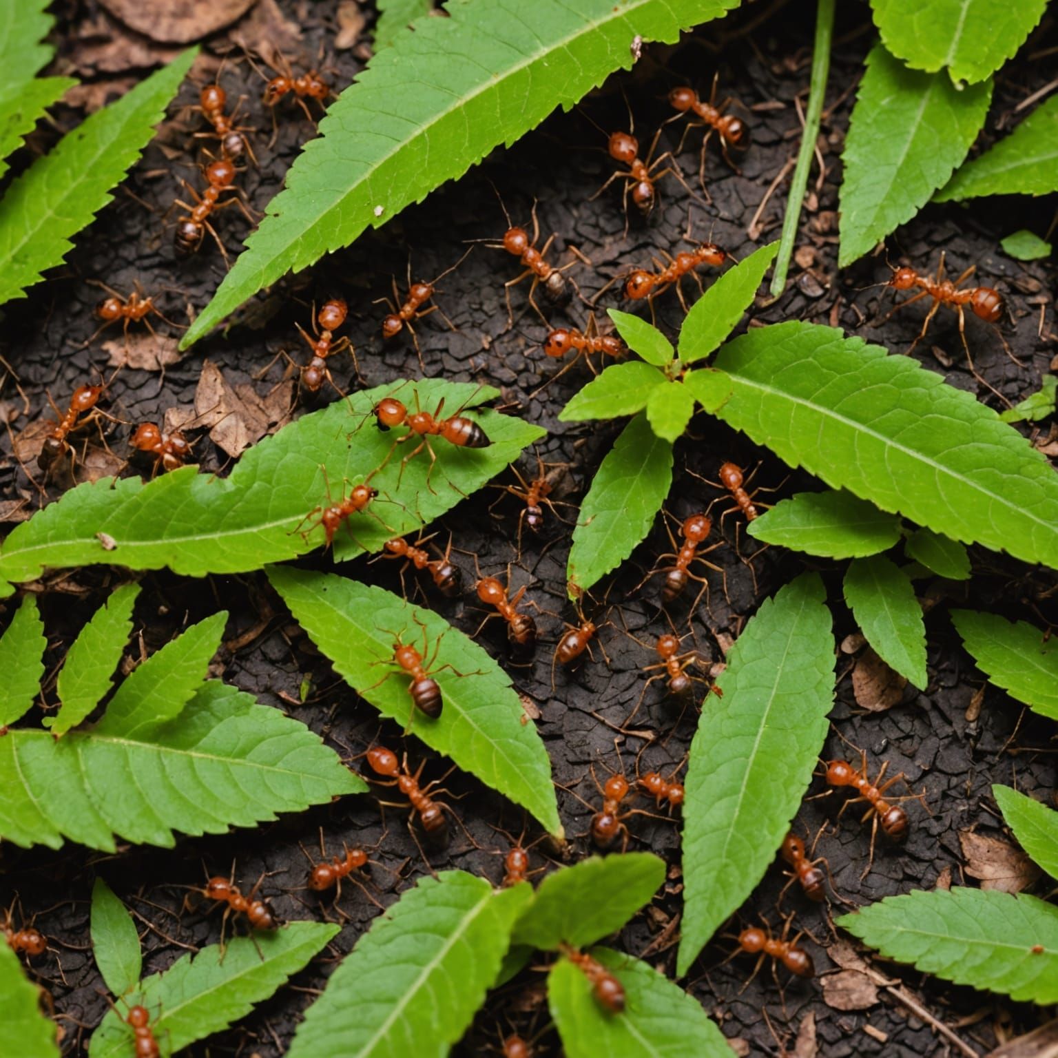 Ants on the forest floor