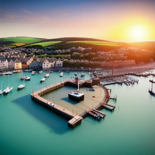 Heart-Shaped Padstow Harbour: Detailed Matte Painting