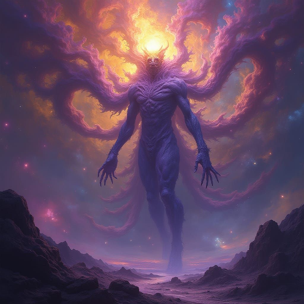 Cosmic Archetypes: Psychedelic Nebula Beings in Dark Fantasy