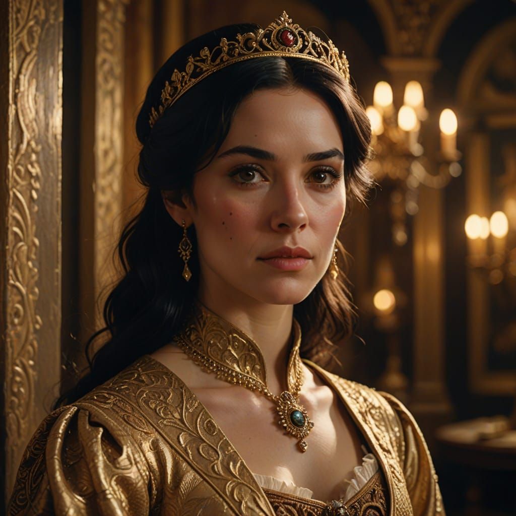 Hyperrealistic Portrait of an English Princess as Oil Painti...