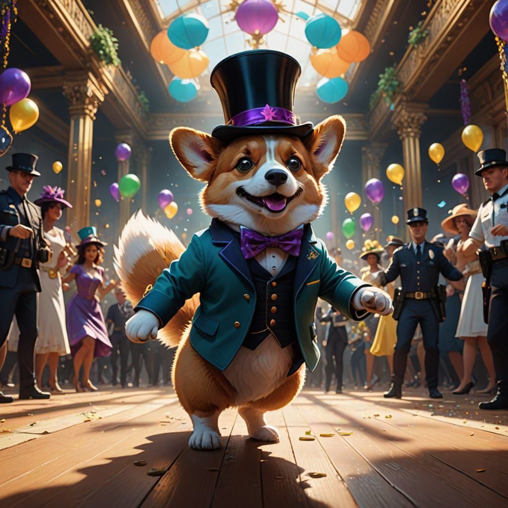 Mardi Gras Corgi Dances with Police in Hot Pursuit