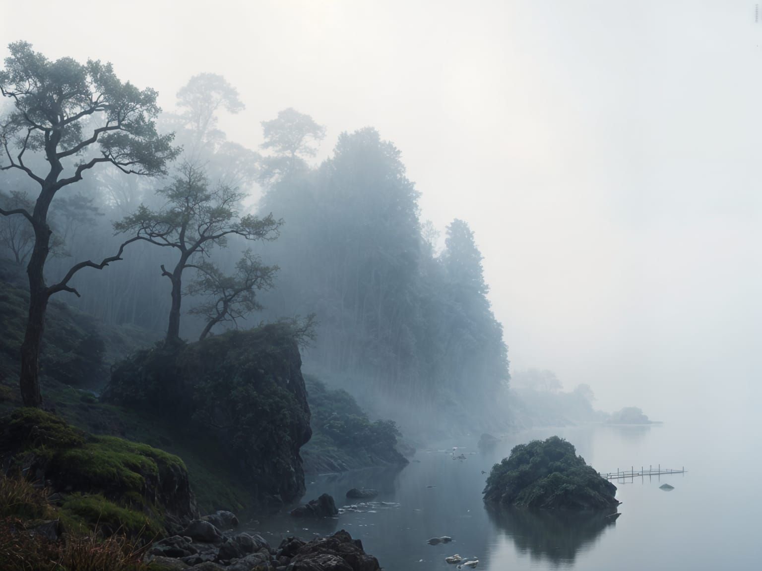 Ethereal Morning Mist in Soft Blue Hues