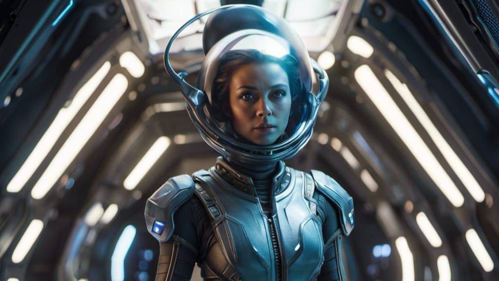 Female Alien Astronaut in Spaceship Portrait