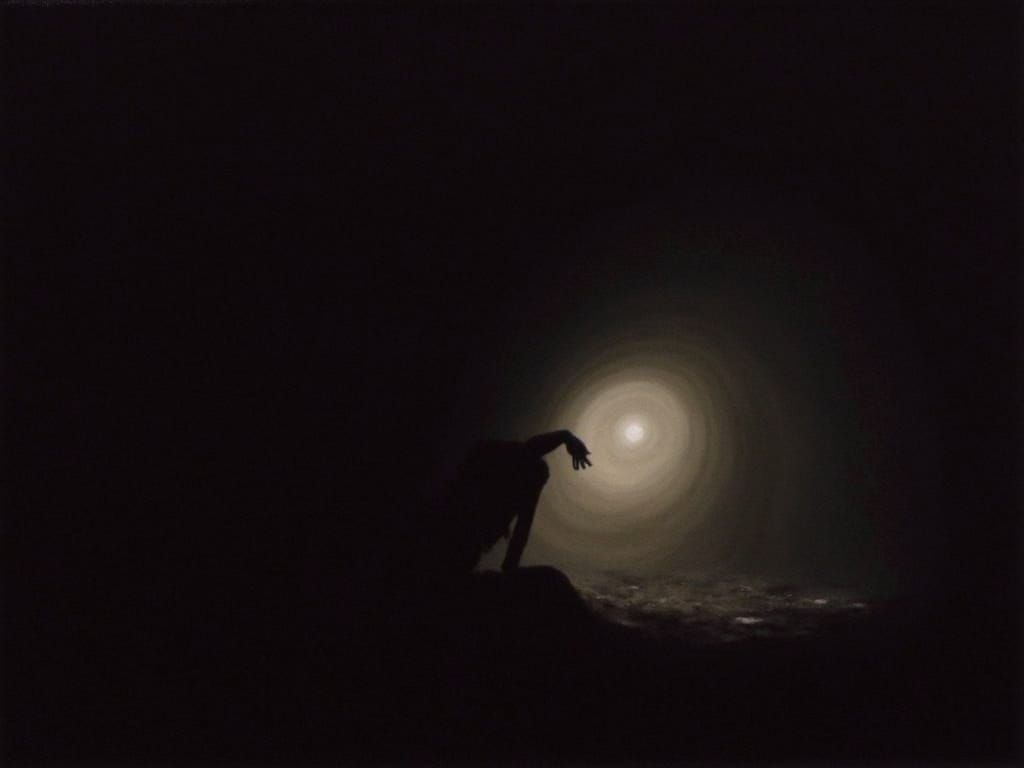 Lone Figure Consumed by Existential Despair in Dark, Velvety...