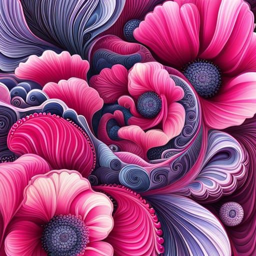 Surreal Pink Poppies Bouquet in Abstract Style