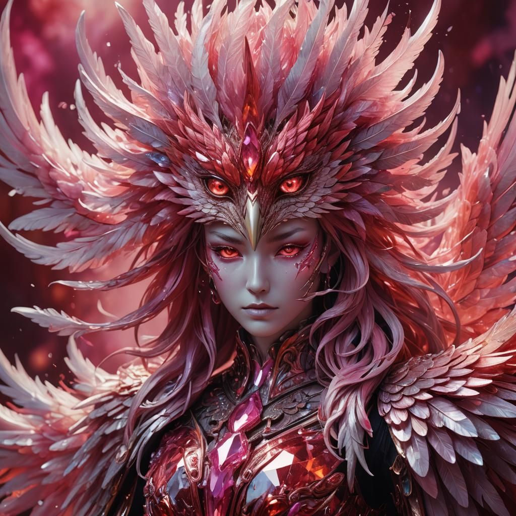 Crystal Phoenix Portrait in Hyperrealism