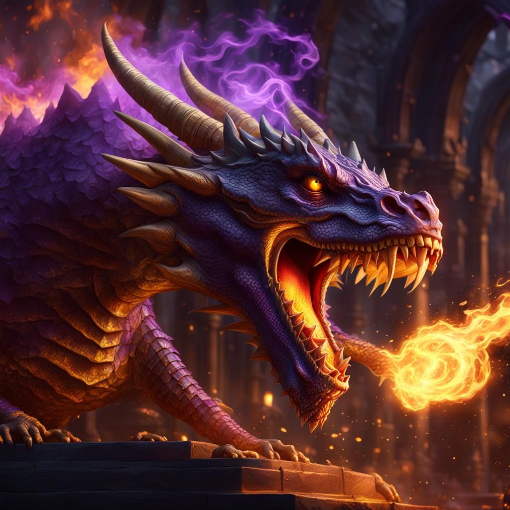 Fantasy Dragon Unleashes Fiery Breath in Digital Art