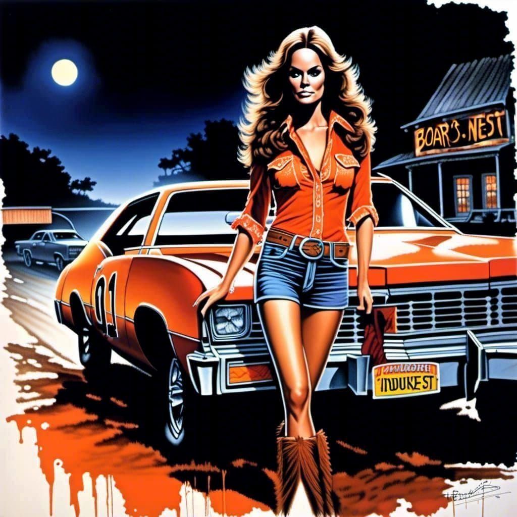 Midnight Parking Lot Splash Art on Wooden Sign